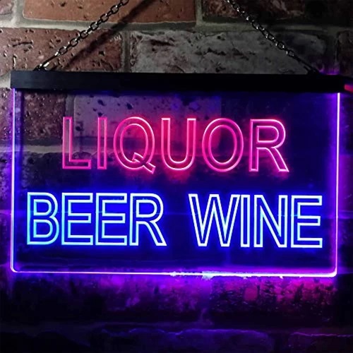 Liquor Beer Wine Dual LED Neon Light Sign